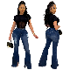  L99741 Fringed Wide-Leg Jeans Denim Flared Trousers