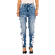 Fashion Denim Pants Diamond-Ironing Pearl Lace Blue Skinny Womens Jeans