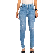  Summer Fashion Blue Ripped Raw Edge Skinny High Waist Jeans for Women