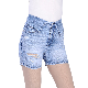  Custom Collar Down Waisted Design Destroyed Hole Ripped Women Short Jeans