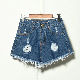  Women′s Denim Shorts High-Waist Shorts Women Casual Loose Ladies Fashion Elastic Waist Wide-Leg Short Jeans