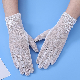  Women′s Thin Sunscreen Driving Touch-Screen Ice-Silk Non-Slip Pure White Lace Ceremonial Gloves