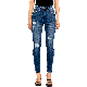 Summer Fashion Washed Patch Ripped Skinny Jeans for Women