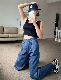 Wide Leg MID Waisted Straight Fit Dark Blue Non-Straight Denim Asymmetrical Waist Very Soft OEM&ODM New Fashion Design Women Jeans manufacturer