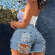  Wholesale Cheap Blue Denim Destroyed Bermuda Short Jeans
