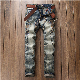 Retro Men′s Slim Straight Jeans Stitching Motorcycle Fashion Jeans