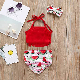  Summer Girls Cute Sling Halter Neck Bow Print Swimsuit Baby Clothes