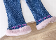  Girl Denim Pants Plush Flared Pants Slim Kid′s Blue