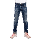 Custom Distressed Blue Washed Denim Ripped Design Straight Men Jeans