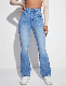  High-Waisted Stretch Light Blue Color High Quality Flare Fitting New Fashion Lady Denim Jeans