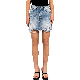  Custom Milled Aged Design Raw Edge Ripped Blue Jean Skirt for Women