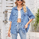  Women Custom Ladies Denim Jean Jacket Short Sleeve Jean Jackets