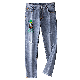  OEM Letter Embroidery Washed Mens Jeans Denim Slim Ripped Pants Men Casual Leisure Men′s Jeans with Hole