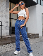  New Fashion Lady Jeans High Waisted Middle Washing Color Stretch Quality Straight Fitting Jeans