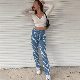 2023 High Quality Women Tie-Dye Denim Cargo Trousers Clothes Wide Leg Jeans Pants manufacturer