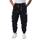  Custom Elastic Waist Drawstrings Black Jogger Pants Hip Pop Casual Jeans for Men