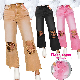  Dear-Lover Custom Logo OEM ODM Manufacturers Western Women Ripped Distressed High Waist Denim Flare Jeans