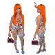 L285557 2021 Summer Two Piece Clothing Sexy Lace-up Printed Crop Top and Trousers