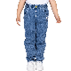 Custom Wholesale Dark Blue Straight Elastic Waist Girl Kid Jeans