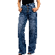  Irregular Design Blue High Waisted Straight Boyfriend Jeans for Women