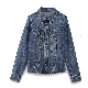  Pb&Za Women′s Clothing Wholesale New Lapel Skinny Denim Shirt Blue Jacket