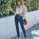  Custom European Fashion Jeans Female Denim Pants Women High Waist Skinny Jeans