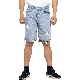 Custom Fashionable Light Bue Monkey Washed Ripped Raw Hem Short Jeans for Men