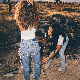  Loose Fit Big Pants Casual Open Lace up Jeans