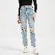  Wholesale 2022 Trendy Overalls Pocket High Waist Denim Ripped Jeans Women Denim