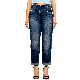  Custom High Waisted Beaded Distressed Straight Leg Women Jeans