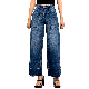  Custom Women High Waist Dark Vintage Wide Leg Jeans Denim Pants