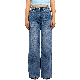  Custom Jacquard Plaid Design High Waisted Straight Leg Baggy Jeans for Women