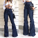 High Waist Hip Lift Lace-up Flared Wide-Leg Jeans