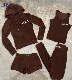  High Quality 2022 Streetwear Solid Color Terry Toweling Bodysuit Tracksuits Vest Short Sweatshirt Pants 4 Piece Set for Woman