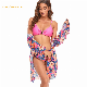  Sexy Women Mesh Print Three-Piece Swimsuit High Waist Beach Suit Multicolor Pink Beach Suit Wholesale Designer Bikini Swimwear