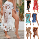  Summer New Womens Sexy Perspective Hollowed out Knitted Skirt Slit Flow Su Beach Half Skirt Swimwear Bikini Cover-up Stcy0429