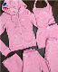 2022 Autumn Custom Logo Pink Streetwear Terry Towel Bodysuit Tracksuits Vest Short Sweatshirt Pants 2 Piece Set Women′s Sets