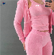  Autumn 2023 New Streetwear Bodysuit Tracksuits Pink Terry Toweling Vest Short Sweatshirt Pants 4 Two Piece Set for Woman