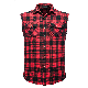  Men′s Casual Flannel Plaid Shirt Sleeveless Double Pocket Cowboy Button Down Shirts Men Plus Size Vest