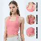  Women New Backless Yoga Vest Drawcord Sports Vest Build-in Padding Hanging Neck Running Sports Fitness Vest