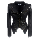  Custom Rivet Slim-Fit Waist Wash Leather Motorcycle PU Leather Jacket for Women