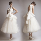  Short Wedding Dress Vestidos Backless Tulle Calf Bridal Gowns Wd1356