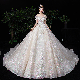 Yc01 Wedding Dress Word Shoulder Bridal Lace Trailing Wedding Dress