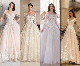  Plus Size Bridal Gown Lace Formal Gown Beach Long Sleeves Wedding Dress H037