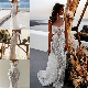  Spaghetti Wedding Dress Pearls Lace Bridal Gown Beaded Ld15262