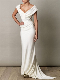  off Shoulder Bridal Wedding Dresses V-Back Jersey Wedding Gown F28105