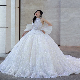 Yc151 French Long Tail Palace Style Sequin Hanging Neck Bridal Wedding Dress