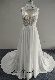  23001 Deep V Neckline Illusion Wedding Dress with 72 Train A-Line Chiffon Skirt Ivory-Nude