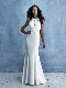  Beaded Lace Halter Neck Long Train Mermaid Wedding Gowns Custom Bridal Dress