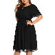  Wholesale Women′s Plus Size Classic Clothing Lady White Chiffon MIDI Elegant Casual Cocktail Party Dresses for Wedding Guest